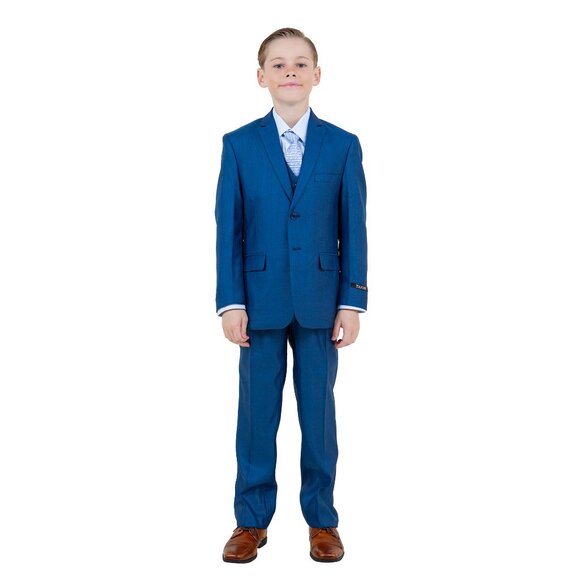 Boys Sharkskin 5pc Blue Suit Set by Tazzio - Picture 7 of 7